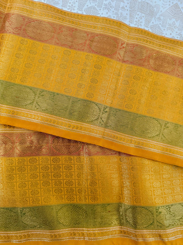 Exclusive Tribal Art Kanchivaram Korvai Pure Silk Pure Zari Silk Saree | Warli Inspired | Off-White | Handwoven | Ships from California